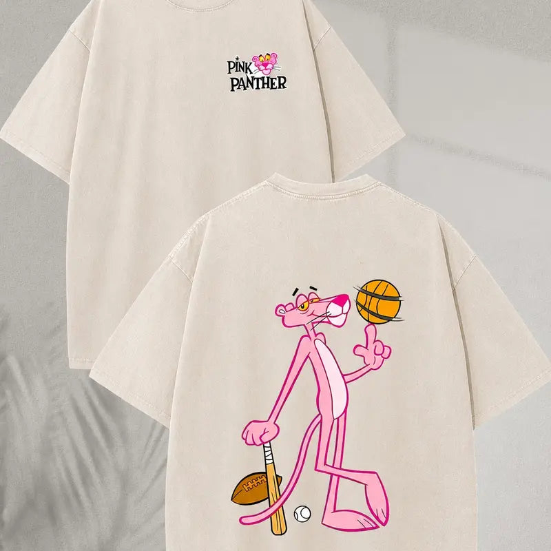 Men's 230G Heavyweight Cotton Panther Baseball Graphic T-Shirt – Retro Y2K Streetwear Tee