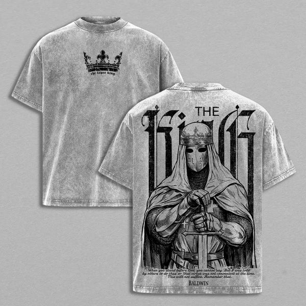 Baldwin IV The Leper King Vintage Washed T-Shirt Hoodie Sweatshirt – Gothic Christian Crusader Streetwear