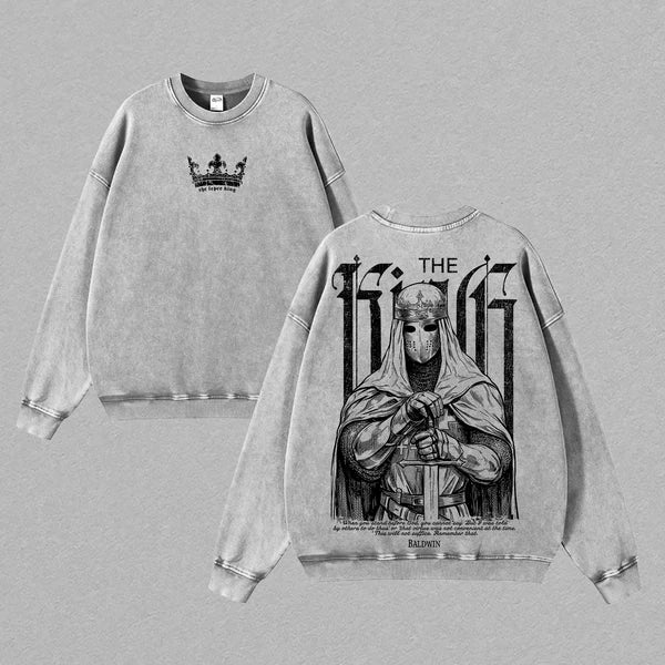 Baldwin IV The Leper King Vintage Washed T-Shirt Hoodie Sweatshirt – Gothic Christian Crusader Streetwear