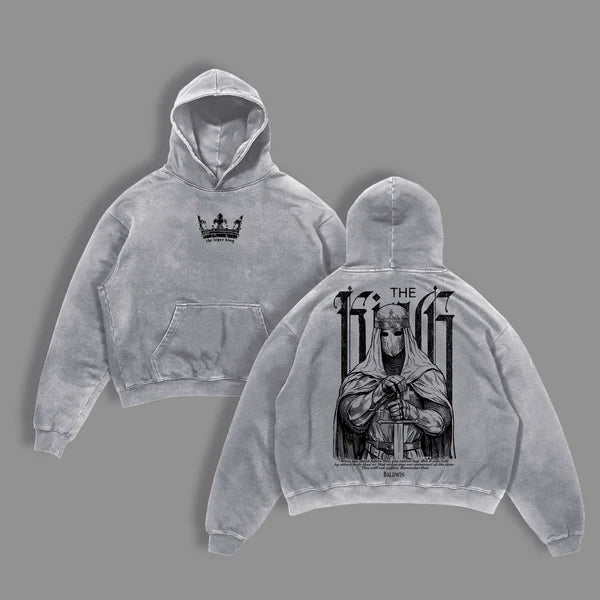 Baldwin IV The Leper King Vintage Washed T-Shirt Hoodie Sweatshirt – Gothic Christian Crusader Streetwear