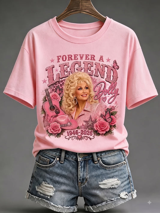 Retro Forever A Legend Dolly 1946-2026 Print T-Shirt