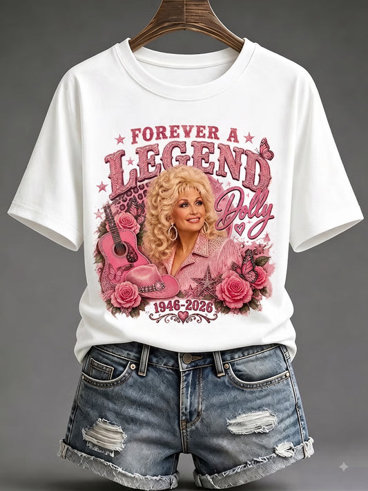 Retro Forever A Legend Dolly 1946-2026 Print T-Shirt