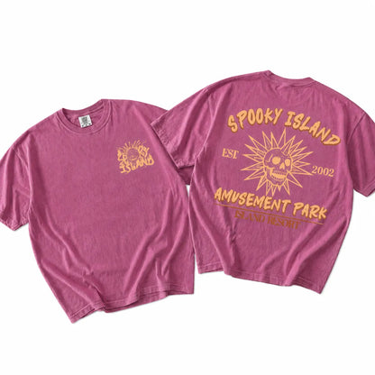Unisex Spooky Island Washed T-Shirt, Retro Halloween Movie Shirt