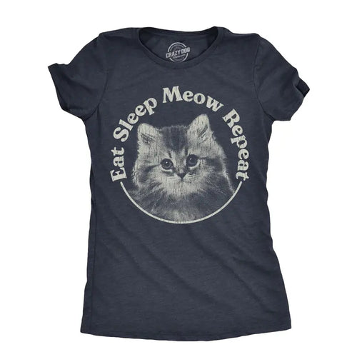Eat Sleep Meow Repeat T-Shirt – Funny Cat Lover Graphic Tee, Cute Vintage Shirt