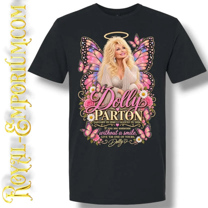 “Butterfly Wings & Golden Light” Dolly Parton Memorial Tee - Black