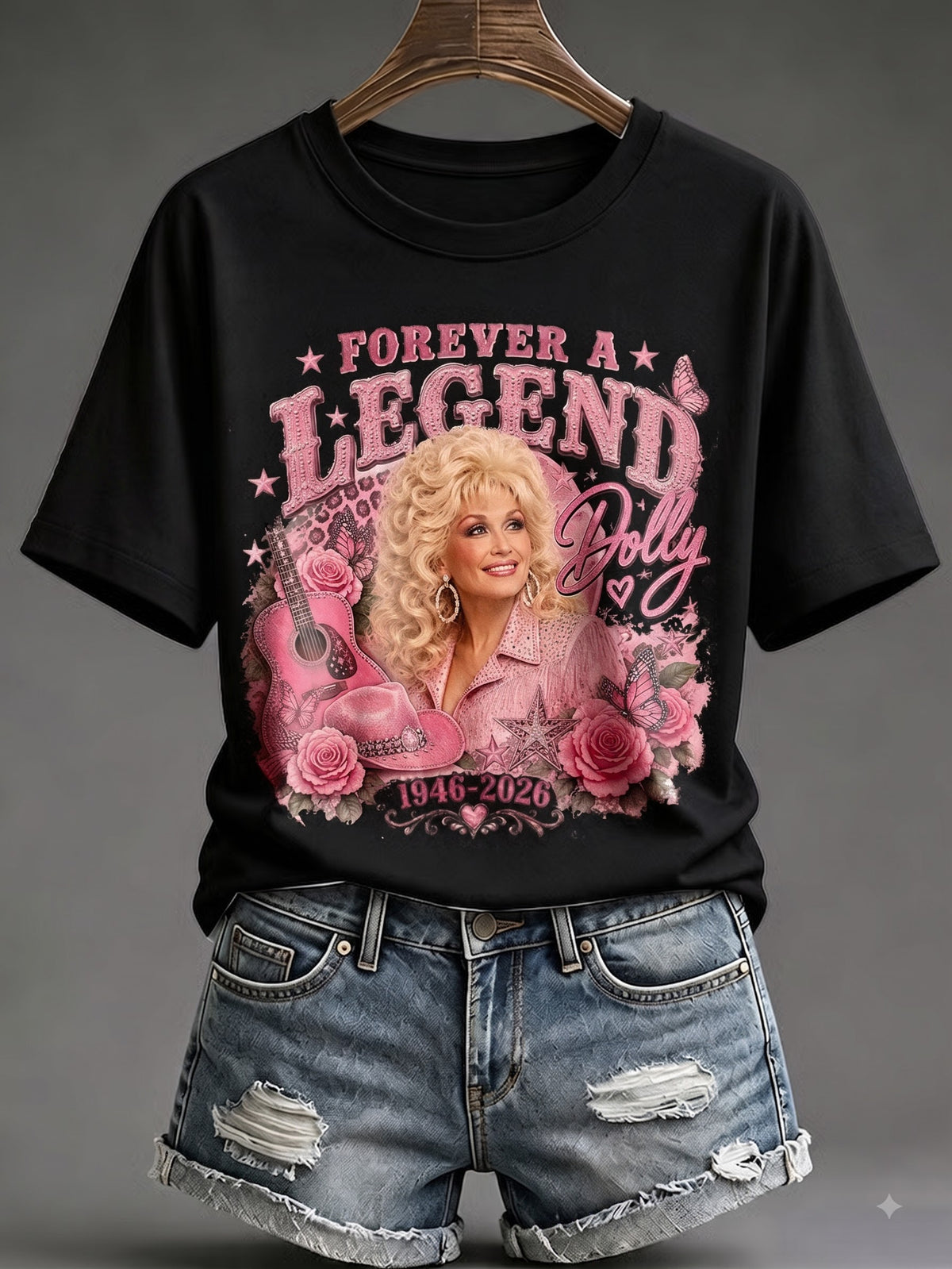 Retro Forever A Legend Dolly 1946-2026 Print T-Shirt