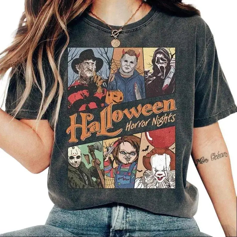 Retro Horror Halloween Shirt – Horror Movie Characters, Trick or Treat Tee