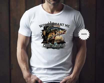 Women Want Me Fish Fear Me Vintage T-Shirt – Funny Fishing Meme Graphic Tee