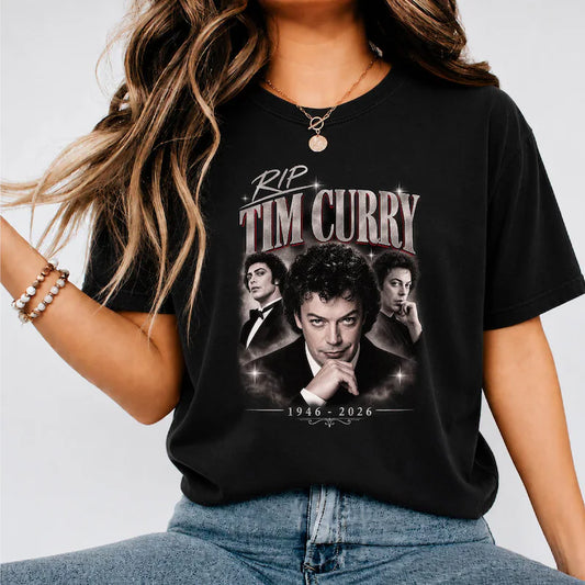 RIP Tim Curry Shirt, Tim Curry Memorial Tee, 1946-2026 Tribute Shirt, Vintage Horror Graphic T-Shirt