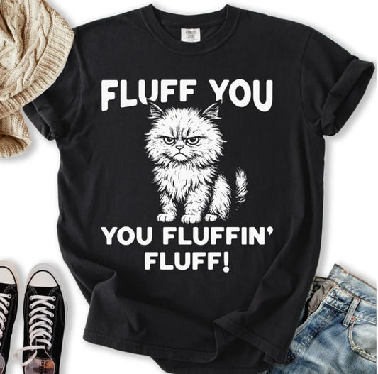 Fluffy Cat Lover Relaxed Graphic Tee.